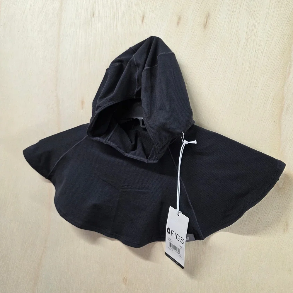 FIGS Black Performance Hijab Technical Activewear Hood W21AC3016 XS/S NWT